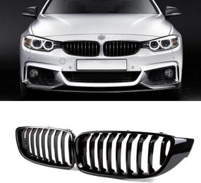 img 4 attached to SNA F32 Kidney Grill Compatible For 4 Series F32 F33 F36 (2014-2019) F82 F83 M4 F80 M3 (2015-2019) (Gloss Black Single Slat ABS Grille