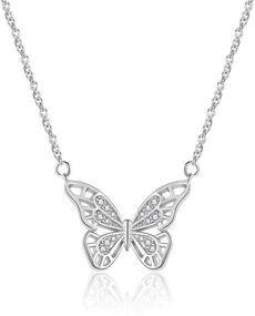 img 4 attached to 🦋 Ascona Gold/Silver Dainty Pendant Necklace, 18K Real Gold Plated Evil Eye/Butterfly Necklace with Cubic Zirconia, 18''+2'' Adjustable Chain - Trendy Jewelry for Women