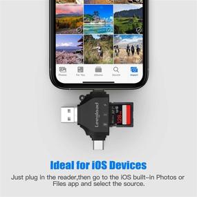 img 2 attached to 💻 LEEGLOAD 4 в 1 Считыватель SD-карт для iPhone/iPad/Android/Компьютера и цифровой камеры, Адаптер для карт памяти с USB C/USB A/Micro USB, Просмотрщик карт Trail cam (Черный)