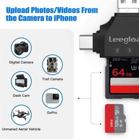 img 3 attached to 💻 LEEGLOAD 4 в 1 Считыватель SD-карт для iPhone/iPad/Android/Компьютера и цифровой камеры, Адаптер для карт памяти с USB C/USB A/Micro USB, Просмотрщик карт Trail cam (Черный)