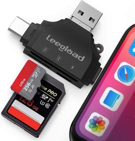 img 4 attached to 💻 LEEGLOAD 4 в 1 Считыватель SD-карт для iPhone/iPad/Android/Компьютера и цифровой камеры, Адаптер для карт памяти с USB C/USB A/Micro USB, Просмотрщик карт Trail cam (Черный)