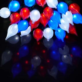 img 2 attached to BOHON LED Christmas Mini Light Set - 50 C3 Glass Bulbs Outdoor String Lights for Patriotic Decoration - Holiday Memorial Day Presidents Day 4th of July - Red White and Blue