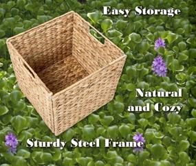img 3 attached to 🧺 Westerly 2 Decorative Hand-Woven Small Water Hyacinth Wicker Storage Basket: Ideal 16x11x11 Solution for Shelving Units
