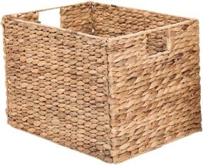 img 2 attached to 🧺 Westerly 2 Decorative Hand-Woven Small Water Hyacinth Wicker Storage Basket: Ideal 16x11x11 Solution for Shelving Units
