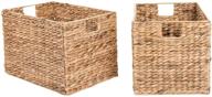 🧺 westerly 2 decorative hand-woven small water hyacinth wicker storage basket: ideal 16x11x11 solution for shelving units logo