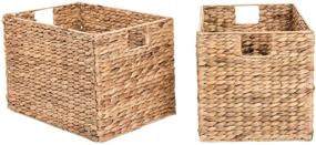 img 4 attached to 🧺 Westerly 2 Decorative Hand-Woven Small Water Hyacinth Wicker Storage Basket: Ideal 16x11x11 Solution for Shelving Units