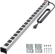 💪 silver metal power strip 16 outlets: heavy duty surge protector with 15 ft extension cord for office, home, workshop, garage, warehouse logo