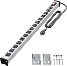 img 4 attached to 💪 Silver Metal Power Strip 16 Outlets: Heavy Duty Surge Protector with 15 FT Extension Cord for Office, Home, Workshop, Garage, Warehouse