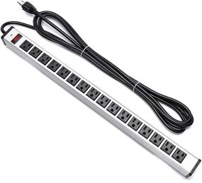 img 1 attached to 💪 Silver Metal Power Strip 16 Outlets: Heavy Duty Surge Protector with 15 FT Extension Cord for Office, Home, Workshop, Garage, Warehouse