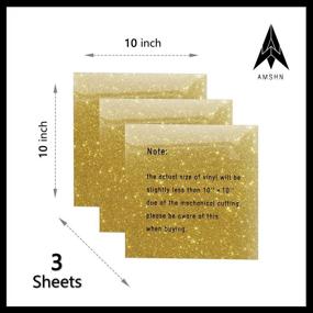 img 1 attached to 🌟 Glitter Gold Heat Transfer Vinyl Sheets - High-Quality HTV Iron-on Bundle for T Shirts, Fabric, Clothing - 10" x 10" - 3 Pcs - Compatible with Cricut, Silhouette Cameo, and More Cutter Machines