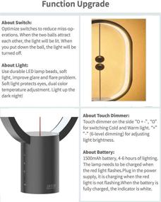 img 3 attached to Heng Balance Lamp - Black, Cordless Touch Dimmer Magnetic Desk Lamp for Bedroom, Home, Office - USB Rechargeable Bedside Lamp with Balance Function and LED Light