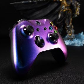 img 1 attached to 🎮 eXtremeRate Purple and Blue Chameleon Front Housing Shell Faceplate for Xbox One X & Xbox One S Controller Model 1708 - Controller NOT Included