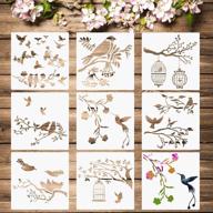 🦅 reusable bird stencils - set of 8 flying birds and tree branches templates for craft, wall diy, nature home decor, wood sign painting - 9 x 9 inch size logo