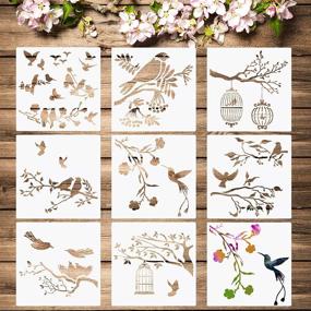 img 4 attached to 🦅 Reusable Bird Stencils - Set of 8 Flying Birds and Tree Branches Templates for Craft, Wall DIY, Nature Home Decor, Wood Sign Painting - 9 x 9 Inch Size