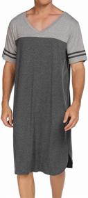 img 4 attached to Comfortable Ekouaer Nightgown: Nightshirt for Men, XXXL Size - Ideal Sleepwear in Sleep & Lounge
