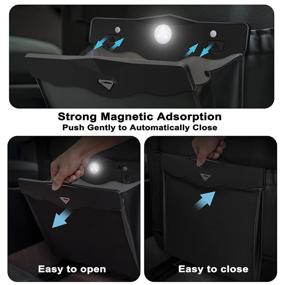 img 1 attached to 🚗 Smart LED Multipurpose Hanging Car Trash Bag: Waterproof Trash Can for Car Back Seat with 15 Disposable Garbage Bags, Black