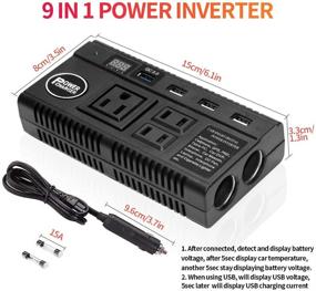 img 1 attached to 🔌 Car Power Inverter 120W with 3 AC Outlets, 4 USB Ports, and Dual Cigarette Lighter Charger – Ideal for Charging Phones, Tablets, PC, Laptops