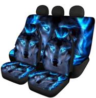 keiahuan cool wolf car seat covers - full set of 4pcs universal car interior decorative protectors for women and ladies gifts - fits most cars, trucks, suvs, and vans - 4 pack, blue logo