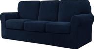 💺 enhance your living room with chun yi 7 piece stretch sofa cover – 3 seater couch slipcover with separate backrests and cushions in elastic band - luxurious dark blue checks spandex jacquard fabric logo