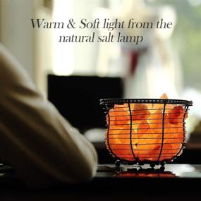 img 1 attached to 🌙 Himalayan Glow Natural Tall Round Basket Night Lamp with Authentic Salt Chunks: Enhance Your Ambience!