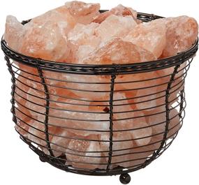 img 4 attached to 🌙 Himalayan Glow Natural Tall Round Basket Night Lamp with Authentic Salt Chunks: Enhance Your Ambience!