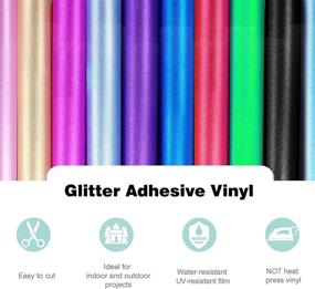 img 3 attached to 🎨 Heflashor Glitter Craft Adhesive Vinyl - Vibrant 10 Color Pack, Permanent Backed Sticker Vinyls - Ideal for Craft Cutters, Scrapbooking, DIY Projects, and Gifts