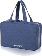 🧳 yohapp 4 in 1 toiletry bag: waterproof travel organizer with hanging hook for toiletries, cosmetics, shampoo - dark blue logo