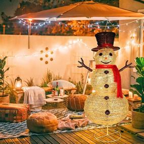 img 1 attached to 🎅 4ft Pre-Lit Lighted Outdoor Snowman Christmas Decorations with Top Hat - Collapsible Holiday Snowman for Indoor and Outdoor Xmas Decor