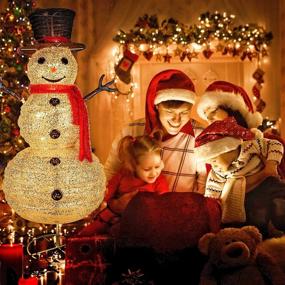 img 2 attached to 🎅 4ft Pre-Lit Lighted Outdoor Snowman Christmas Decorations with Top Hat - Collapsible Holiday Snowman for Indoor and Outdoor Xmas Decor