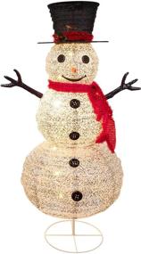 img 4 attached to 🎅 4ft Pre-Lit Lighted Outdoor Snowman Christmas Decorations with Top Hat - Collapsible Holiday Snowman for Indoor and Outdoor Xmas Decor