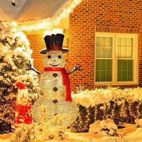 img 3 attached to 🎅 4ft Pre-Lit Lighted Outdoor Snowman Christmas Decorations with Top Hat - Collapsible Holiday Snowman for Indoor and Outdoor Xmas Decor