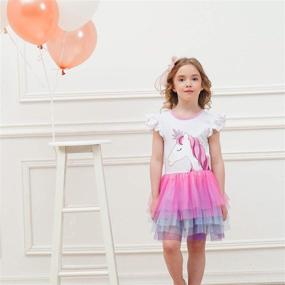 img 3 attached to DXTON Toddler Girls Summer Dresses - Short Sleeve Tutu Dress for Girls Ages 2-8