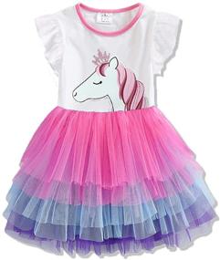 img 4 attached to DXTON Toddler Girls Summer Dresses - Short Sleeve Tutu Dress for Girls Ages 2-8