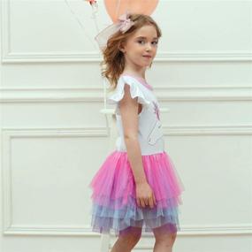 img 2 attached to DXTON Toddler Girls Summer Dresses - Short Sleeve Tutu Dress for Girls Ages 2-8