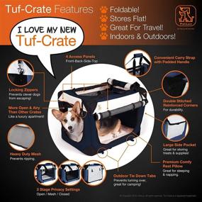 img 3 attached to 🐶 PetLuv Tuf-Crate Premium Soft Foldable Dog Crate: Top & Side Loading Pet Carrier & Travel Crate - Locking Zippers, Shoulder Straps, Seat Belt Lock - Nap Pillow Reduces Anxiety - Red