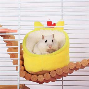 img 1 attached to 🐹 SAWMONG Hamster Mini Bed: Warm Small Pets Animals House Bedding, Cozy Nest Cage Accessories - Lightweight Cotton Sofa for Dwarf Hamster