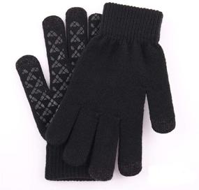 img 3 attached to 🧤 WaitingU Thicken Soft Knitted Touch Screen Gloves - Ideal for Smartphones, PC, Laptop, Tablet, Driving, Skiing, Cycling - Anti-Slip Design (A-Black)