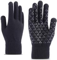 🧤 waitingu thicken soft knitted touch screen gloves - ideal for smartphones, pc, laptop, tablet, driving, skiing, cycling - anti-slip design (a-black) logo