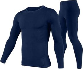 img 4 attached to ❄️ Men's Thermal Underwear Ultra-Soft Long Johns Set | Fleece-Lined Base Layer for Winter Skiing | Warm Top & Bottom