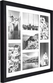 img 3 attached to 🖼️ Golden State Art 13.7x15.7 Black Wood Collage Frame - Real Glass, White Displays - Fits (7) 4x6 Pictures