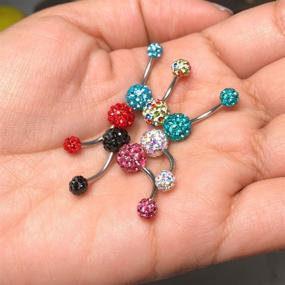 img 2 attached to 💎 BodyJ4You Large Round CZ Crystal Disco Ball Created-Opal Belly Button Ring Steel 14G Navel Barbell