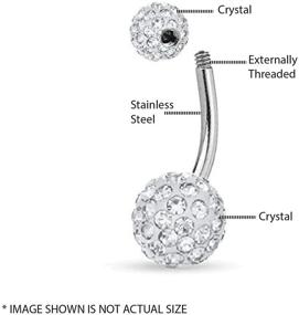 img 1 attached to 💎 BodyJ4You Large Round CZ Crystal Disco Ball Created-Opal Belly Button Ring Steel 14G Navel Barbell