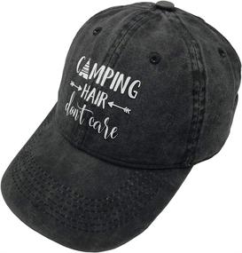 img 1 attached to 🧢 HHNLB Unisex Camping Hair Don't Care 1 Vintage Jeans Baseball Cap | Classic Cotton Dad Hat - Adjustable Plain Cap