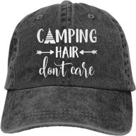 🧢 hhnlb unisex camping hair don't care 1 vintage jeans baseball cap | classic cotton dad hat - adjustable plain cap logo