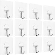 anwenk 12pack adhesive wall hooks - damage-free hanging, reusable, waterproof - ideal for home, bathroom, kitchen, refrigerator, door - keys, bags, clear - promotion logo