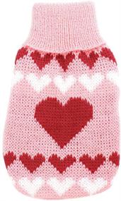 img 2 attached to ❤️ Chic XX-Small Pink/Red Heart Printed Ribbed Hem Pet Dog Cat Knitwear Sweater: Uxcell Product