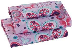 img 1 attached to 🦋 Pink Purple Lavender and Turquoise Blue Girls/Kids/Teens Sheet Set with Butterflies and Flowers - Lavender Butterfly Pattern (Twin)