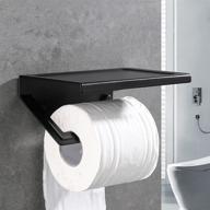 🧻 toilet paper holder with shelf - bathroom tissue holder and paper roll storage - wall mount toilet paper holder in 6063 aluminum (black) logo