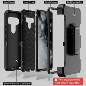 img 2 attached to 📱 Rugged Armor Case with Belt Clip: LG K51, Q51, Reflect - Heavy Duty Shockproof Protection (Black)