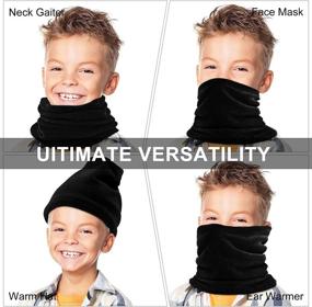 img 2 attached to 2 Pack Kids Neck Warmer Gaiter Winter Fleece Snood - Thermal Windproof Ski Tube Scarf for Cold Weather, Thick Face Mask for Girls & Boys in Black